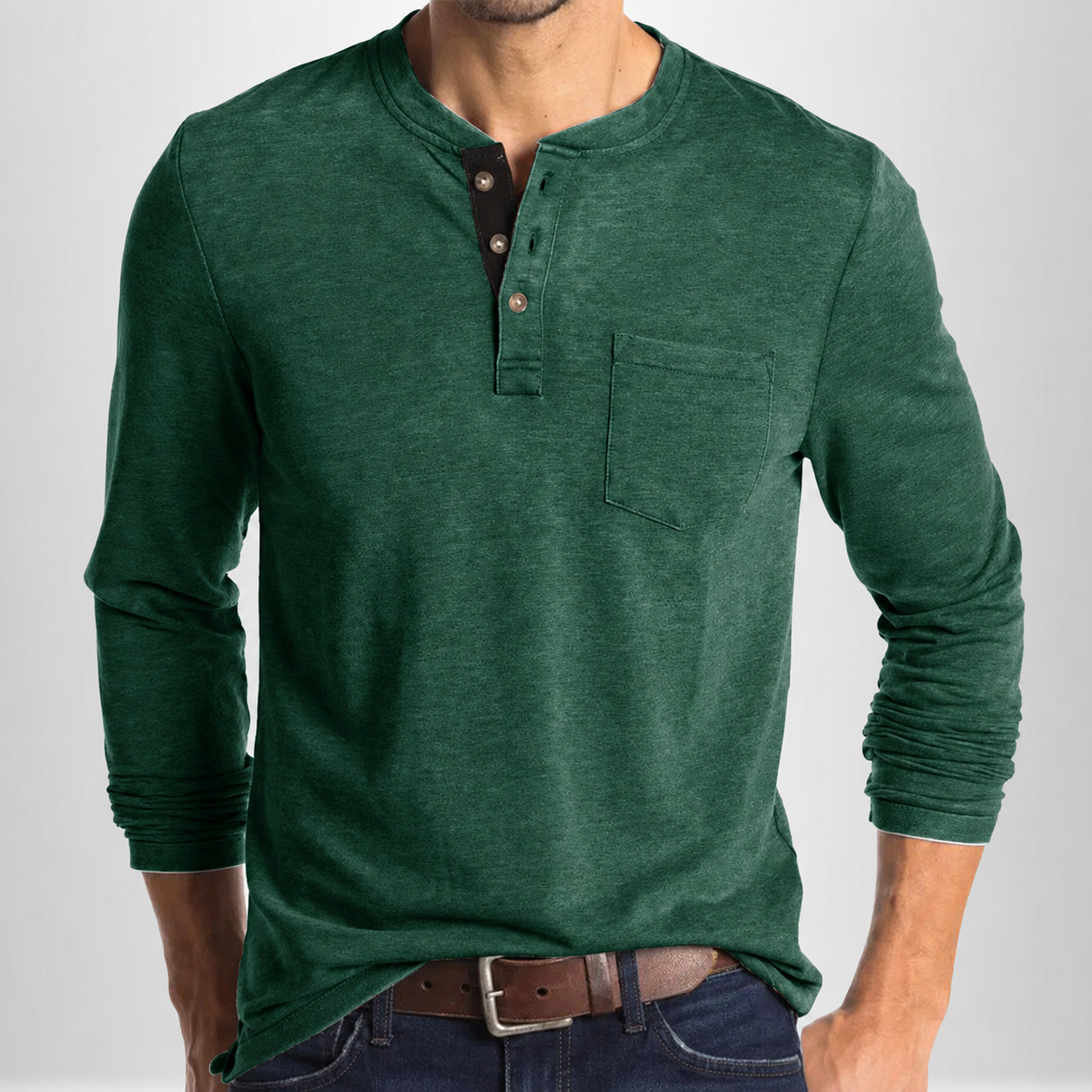 Herren-Henleyshirt mit Brusttasche