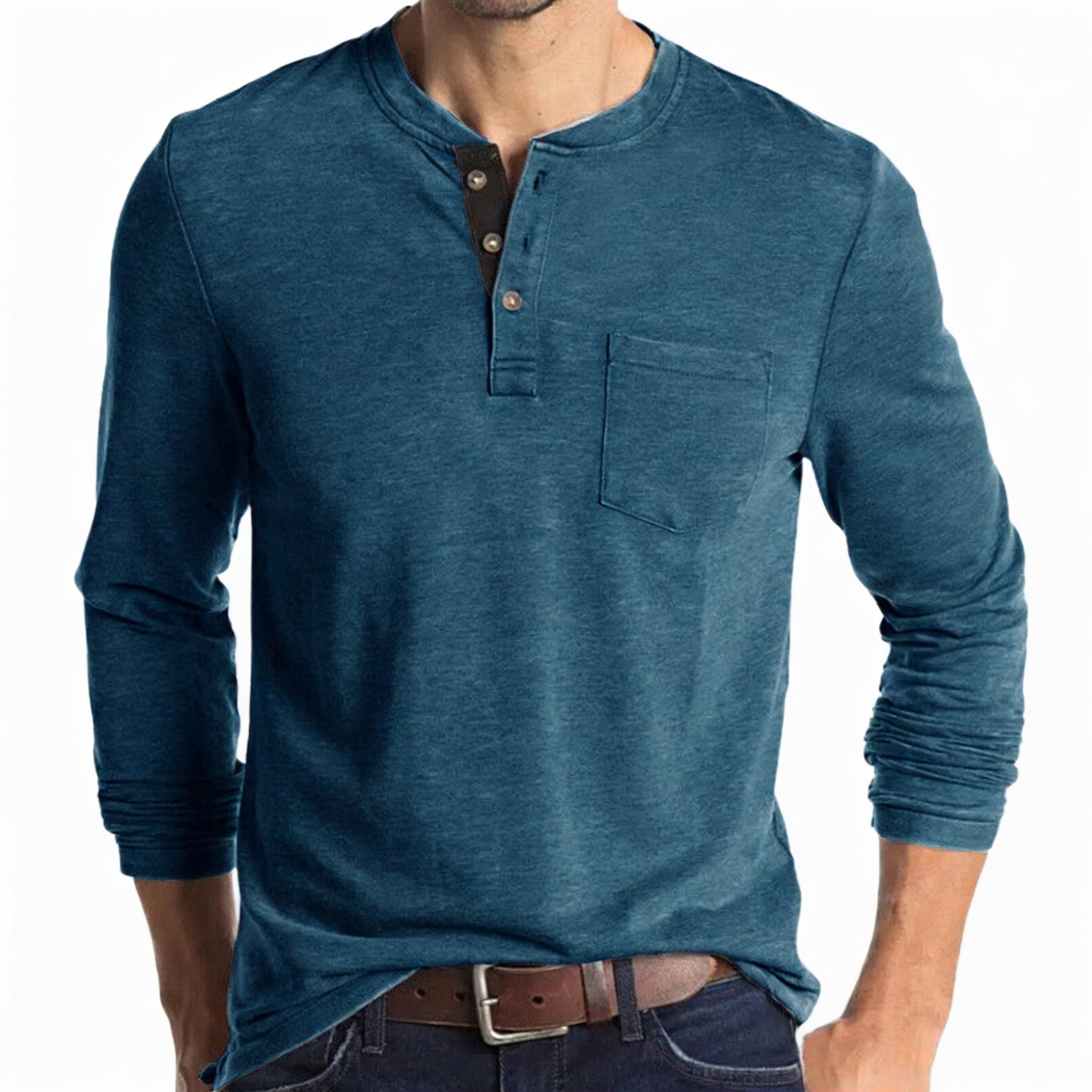 Herren-Henleyshirt mit Brusttasche