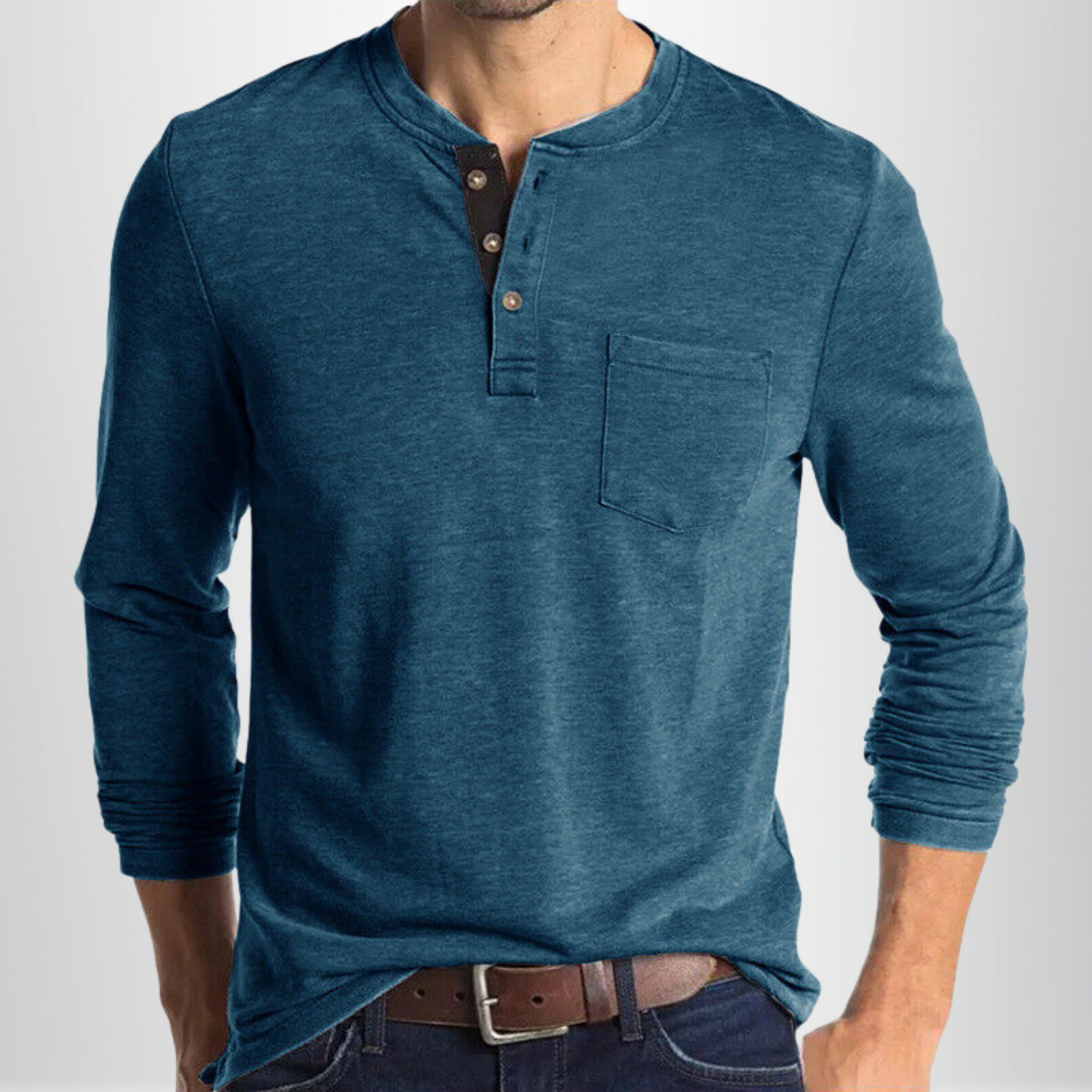 Herren-Henleyshirt mit Brusttasche
