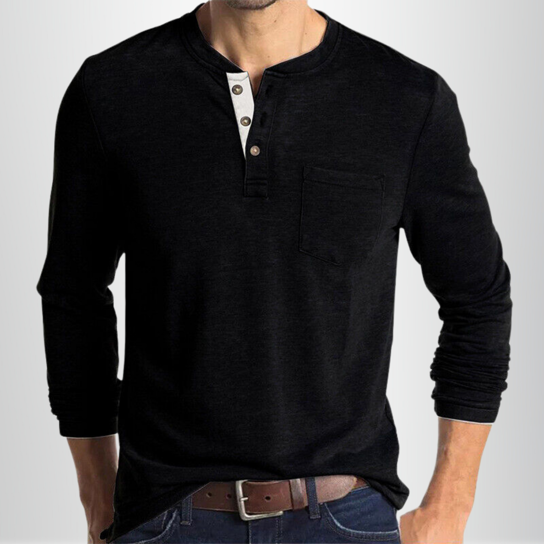 Herren-Henleyshirt mit Brusttasche