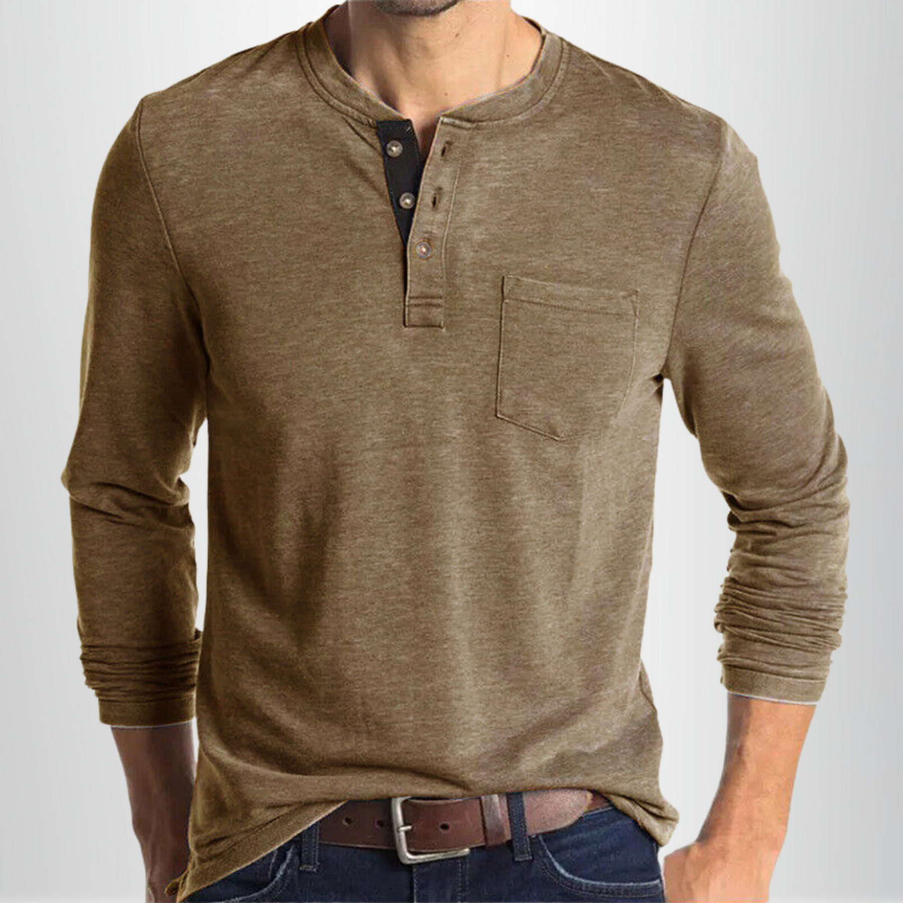 Herren-Henleyshirt mit Brusttasche