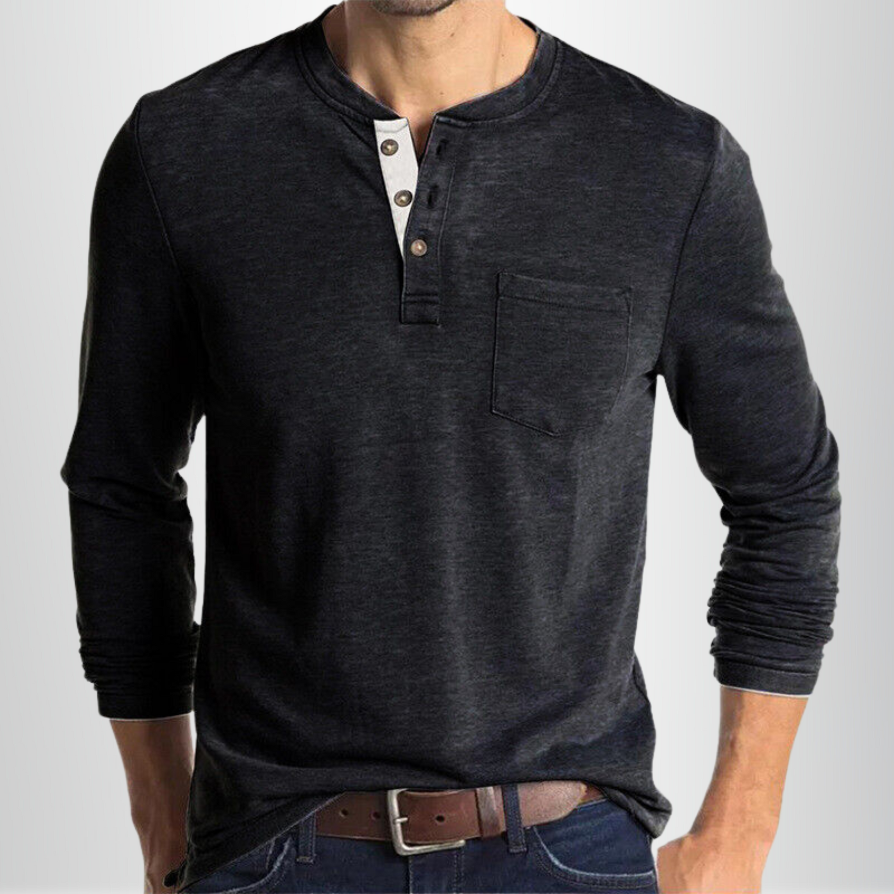 Herren-Henleyshirt mit Brusttasche