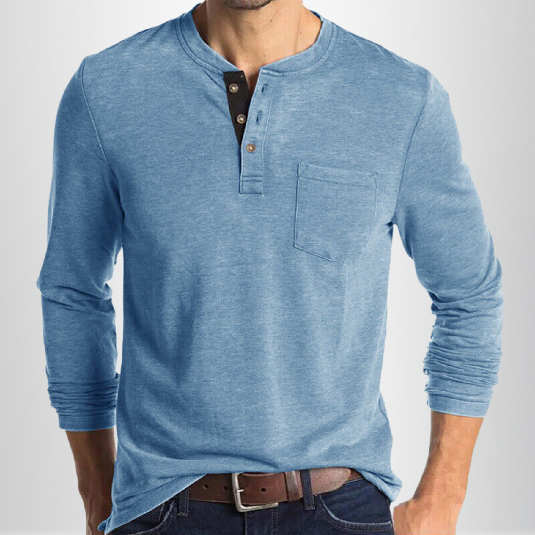 Herren-Henleyshirt mit Brusttasche