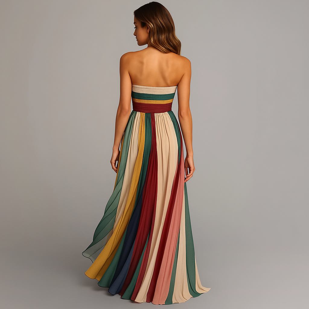 Luella Trägerloses Plissee-Maxikleid