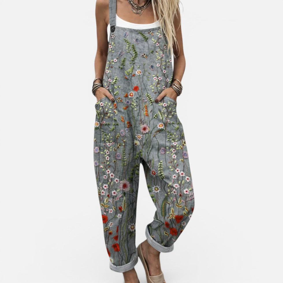 Blumen-Latzhose mit lockerem Schnitt
