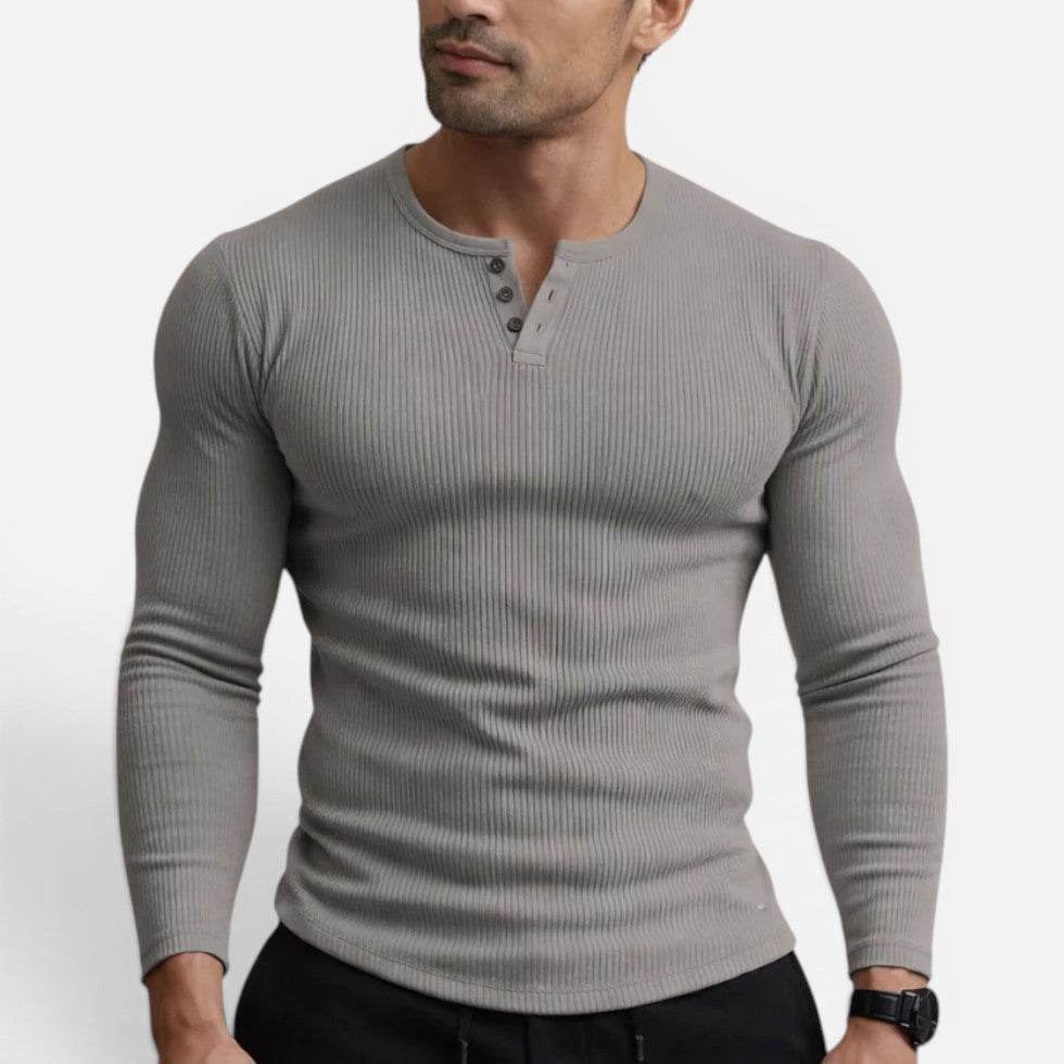 Schmal Geschnittenes Langarmshirt mit Knopfleiste