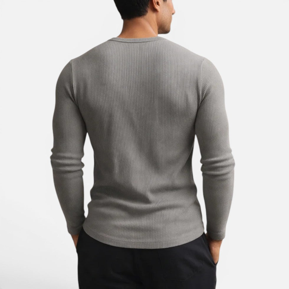 Schmal Geschnittenes Langarmshirt mit Knopfleiste