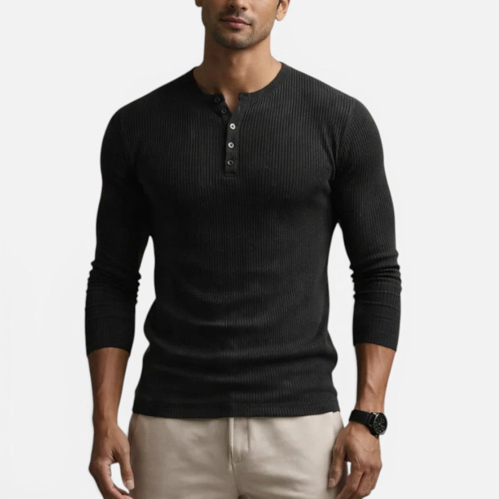 Schmal Geschnittenes Langarmshirt mit Knopfleiste