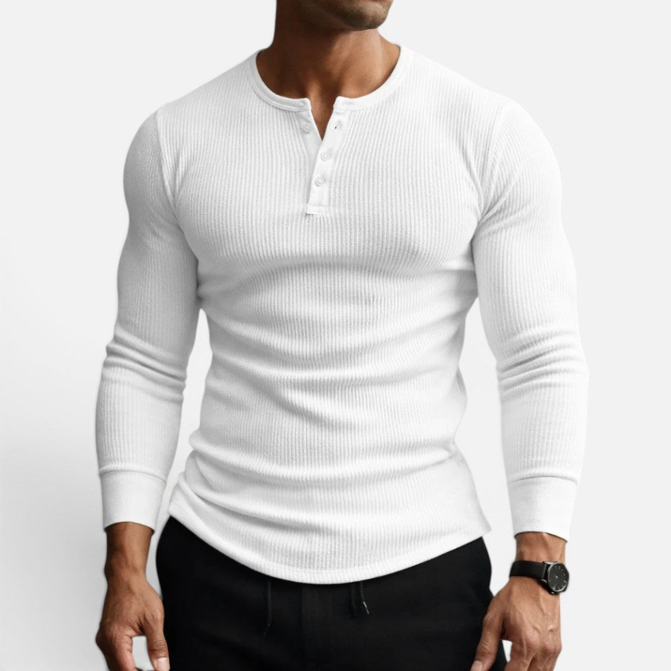Schmal Geschnittenes Langarmshirt mit Knopfleiste