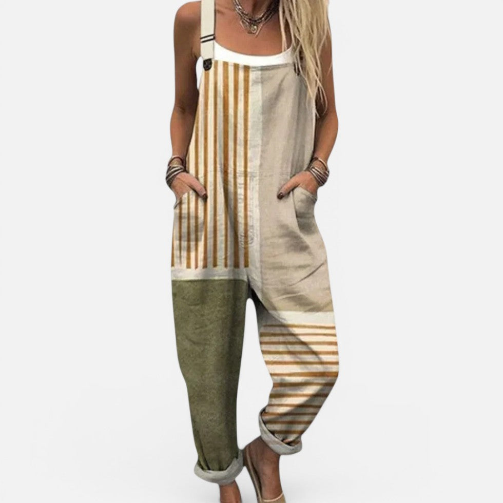 Gemusterte Latzhose Mit Weitem Schnitt