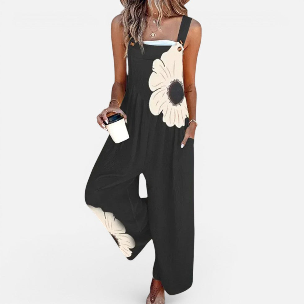 Damen-Latzhose mit Blumenmuster