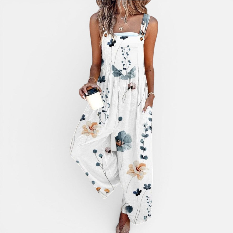 Damen-Latzhose mit Blumenmuster