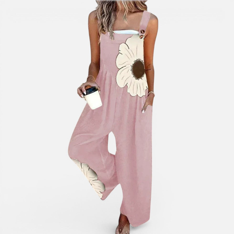 Damen-Latzhose mit Blumenmuster