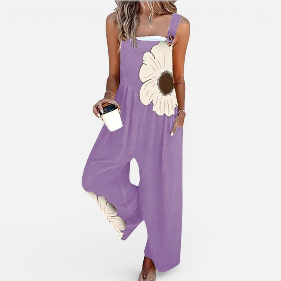 Damen-Latzhose mit Blumenmuster