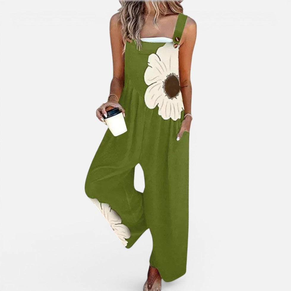 Damen-Latzhose mit Blumenmuster