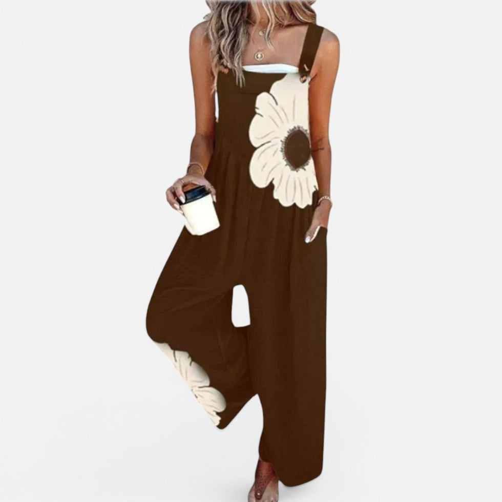 Damen-Latzhose mit Blumenmuster