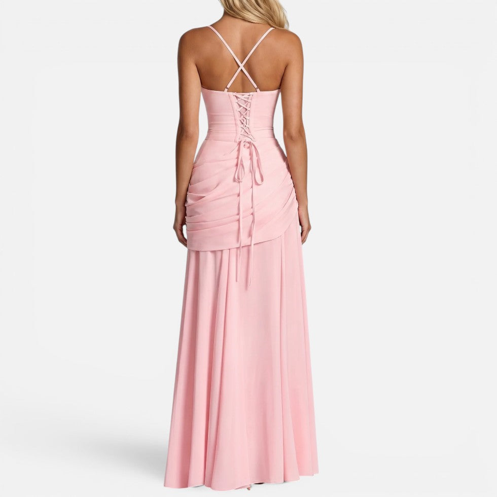Figurbetontes Maxikleid mit Raffungen
