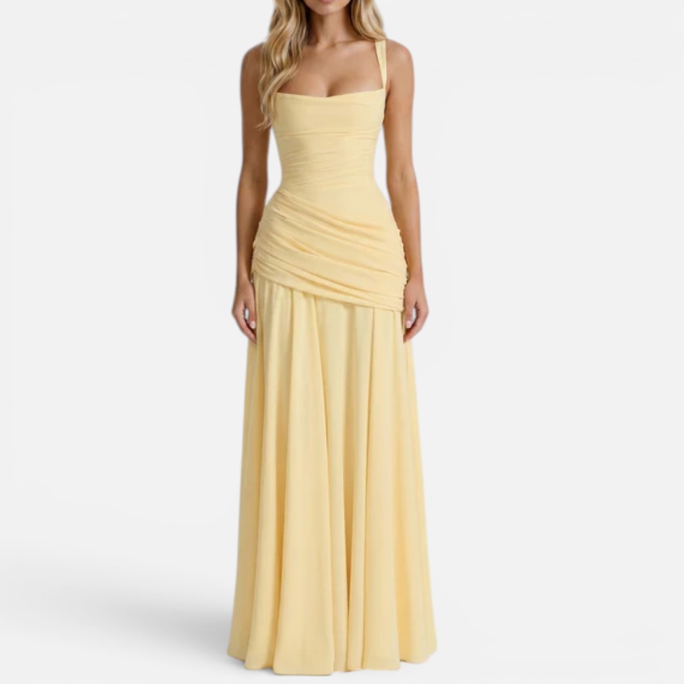 Figurbetontes Maxikleid mit Raffungen