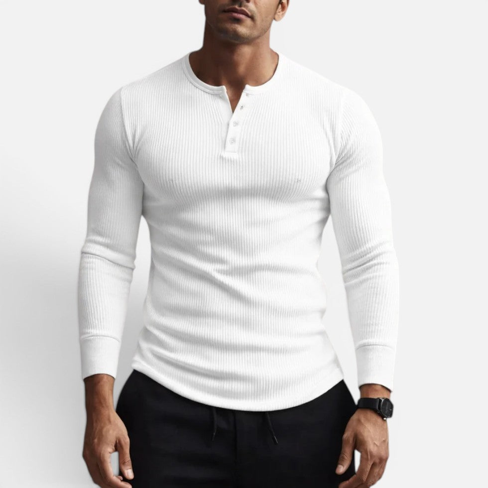 Schmal Geschnittenes Langarmshirt mit Knopfleiste