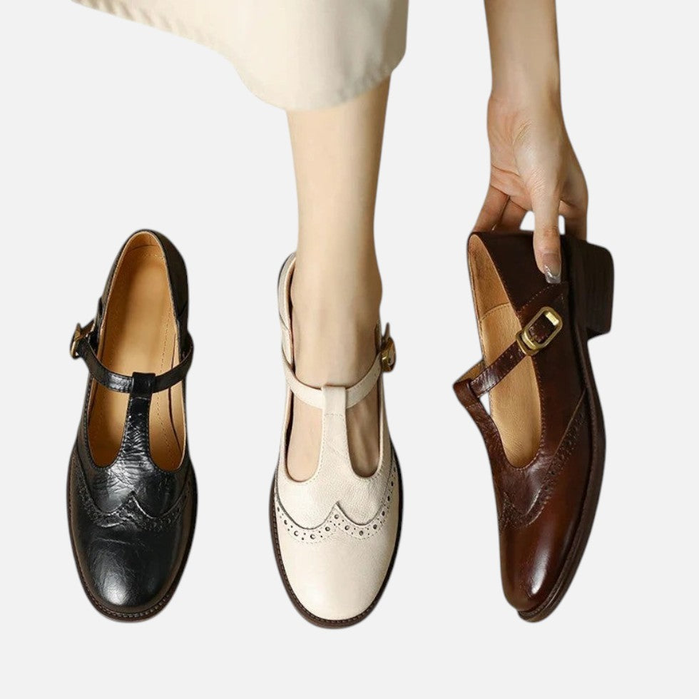 Damen-Riemchenschuhe Mit Schnalle