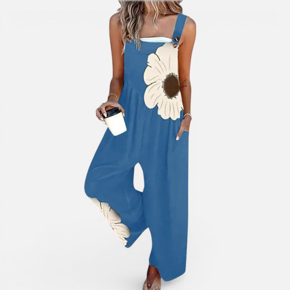 Damen-Latzhose mit Blumenmuster