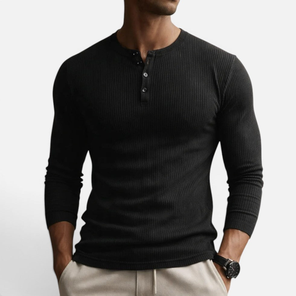 Schmal Geschnittenes Langarmshirt mit Knopfleiste