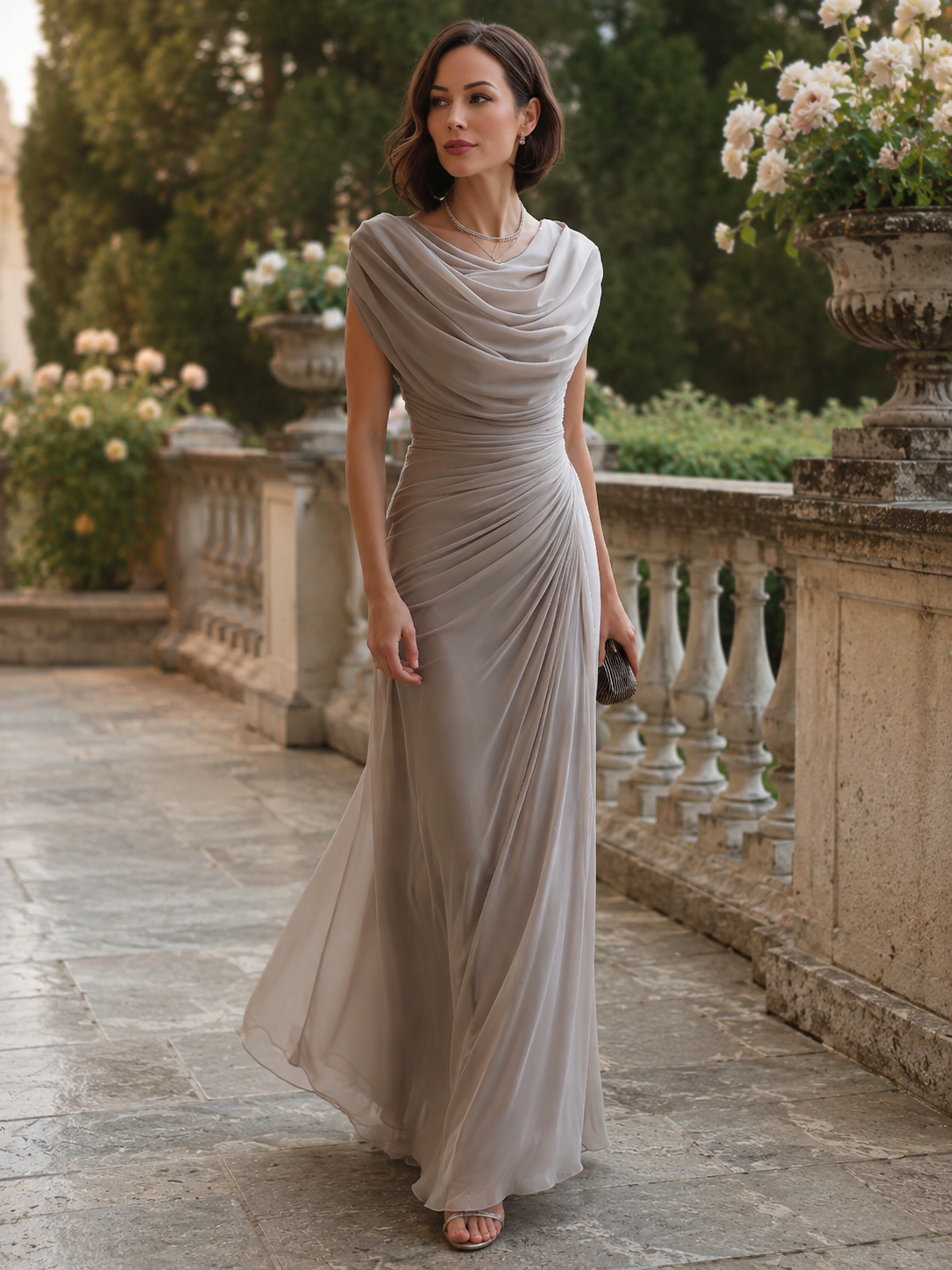 Bristol Maxikleid mit Wasserfallausschnitt