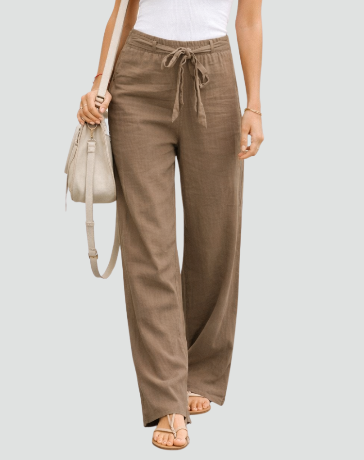 Damenhose mit weitem Bein und Bindebund