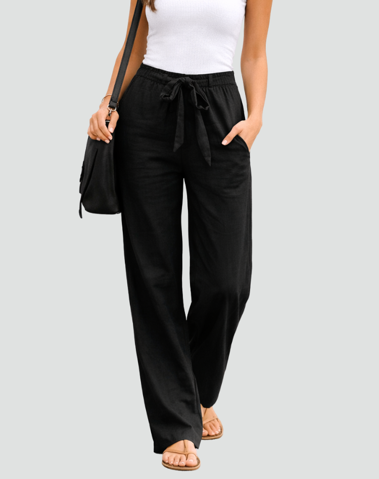Damenhose mit weitem Bein und Bindebund