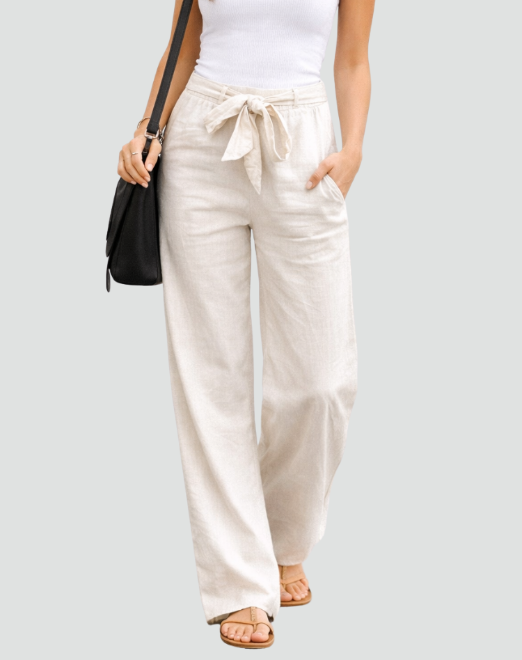 Damenhose mit weitem Bein und Bindebund
