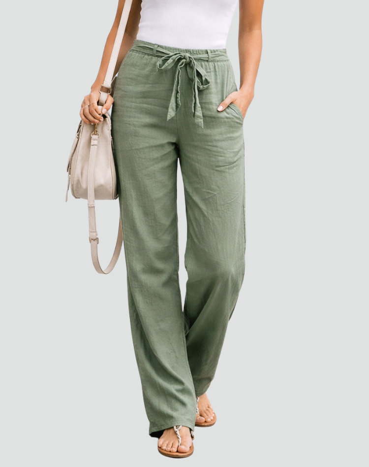 Damenhose mit weitem Bein und Bindebund