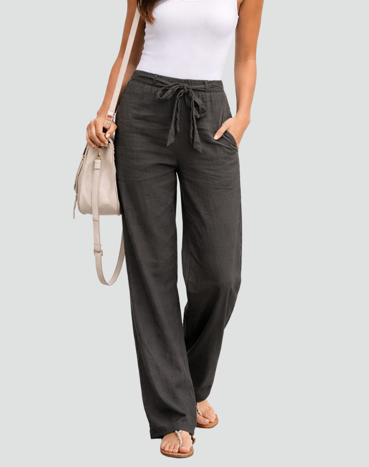Damenhose mit weitem Bein und Bindebund