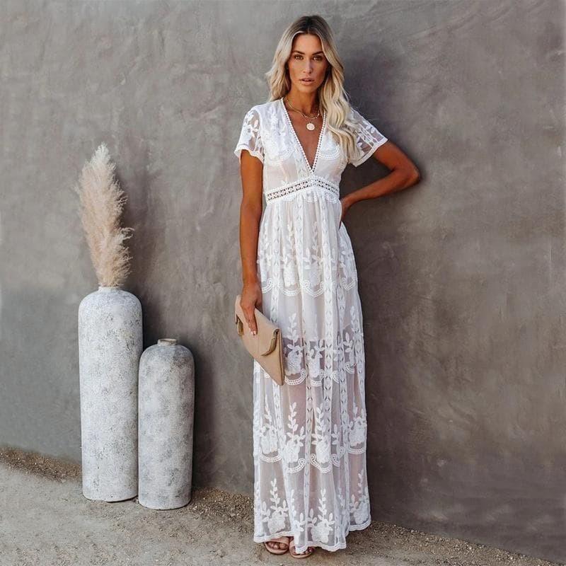 Ibiza Maxikleid mit Spitze