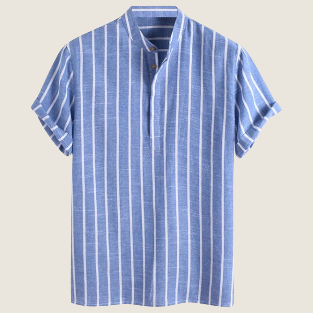 Herren-Streifenshirt mit Stehkragen