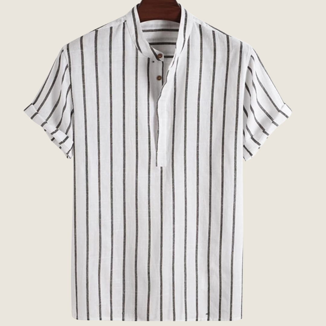 Herren-Streifenshirt mit Stehkragen