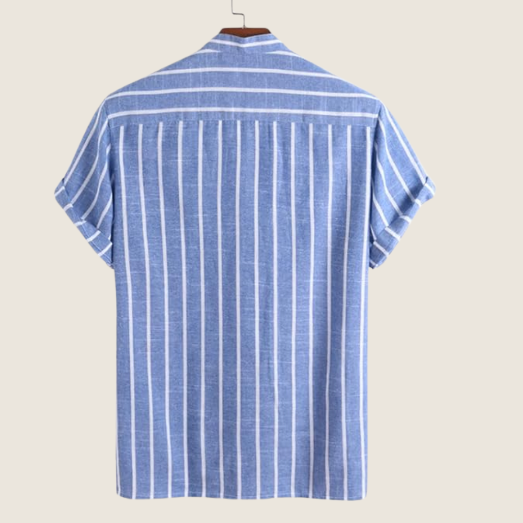 Herren-Streifenshirt mit Stehkragen