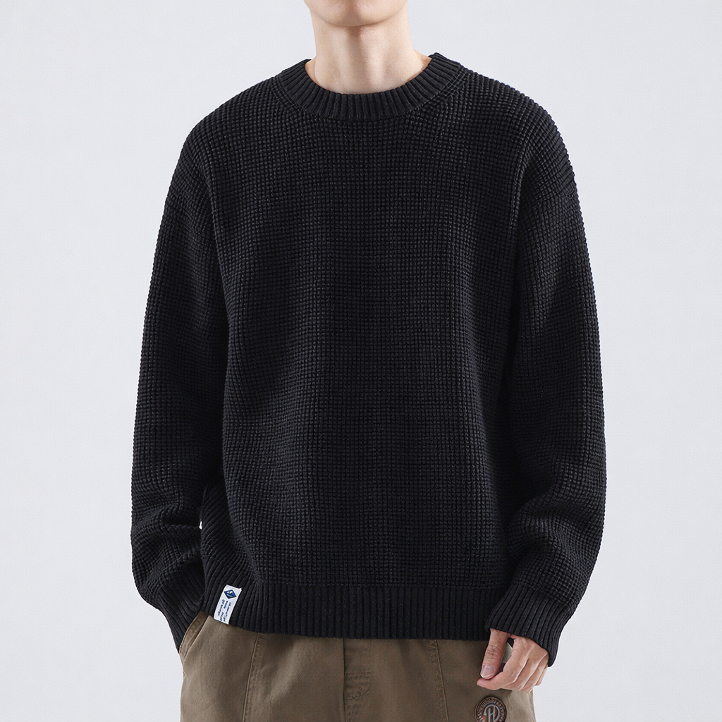 Adrian Strukturierter Rundhals-Pullover