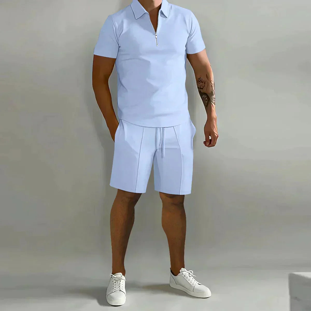 Herren-Sommerset mit Reißverschlusskragen