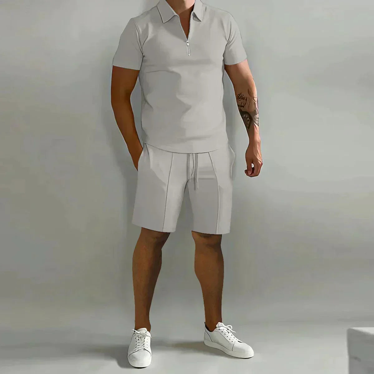 Herren-Sommerset mit Reißverschlusskragen