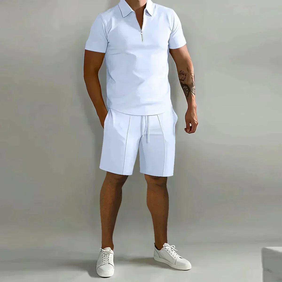 Herren-Sommerset mit Reißverschlusskragen