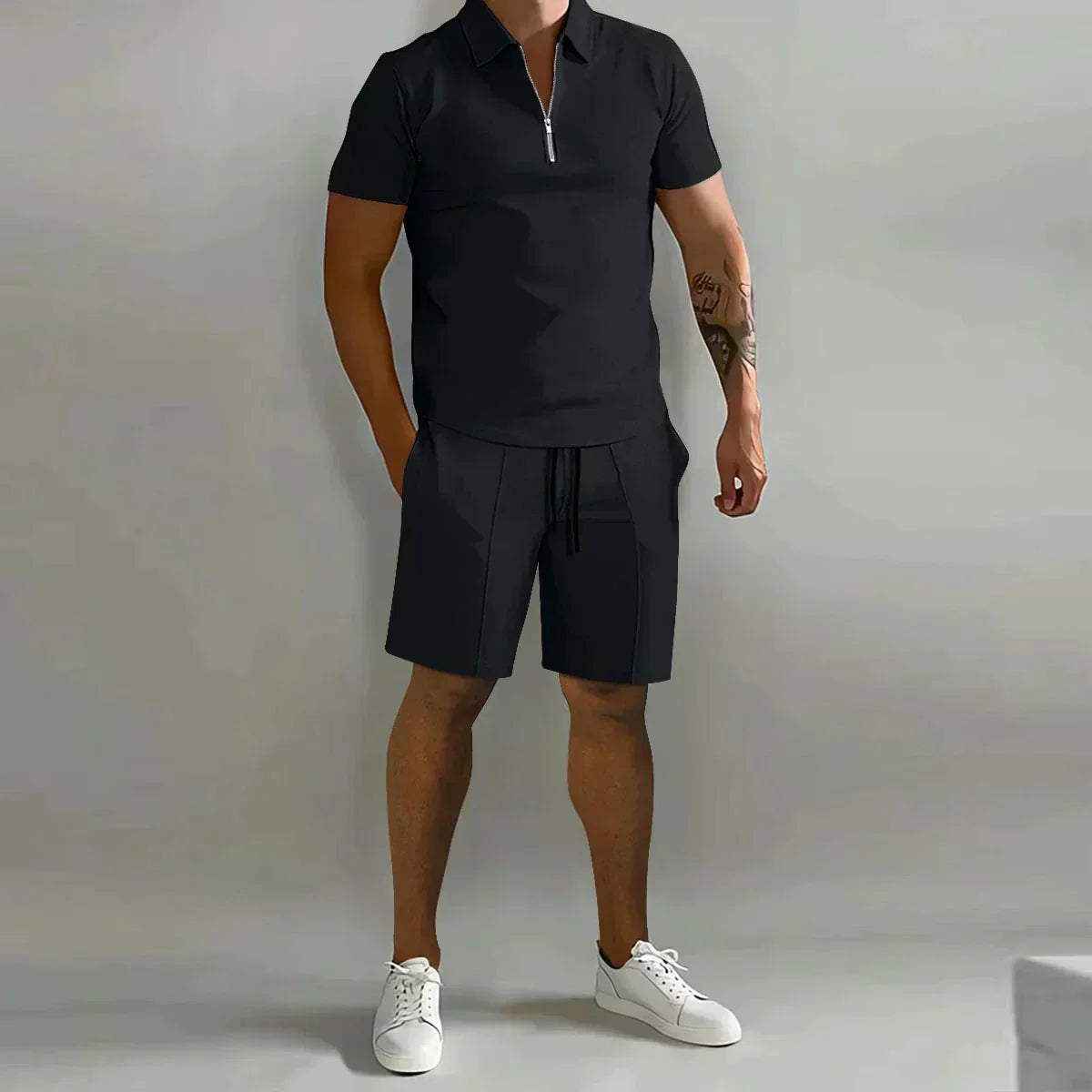 Herren-Sommerset mit Reißverschlusskragen