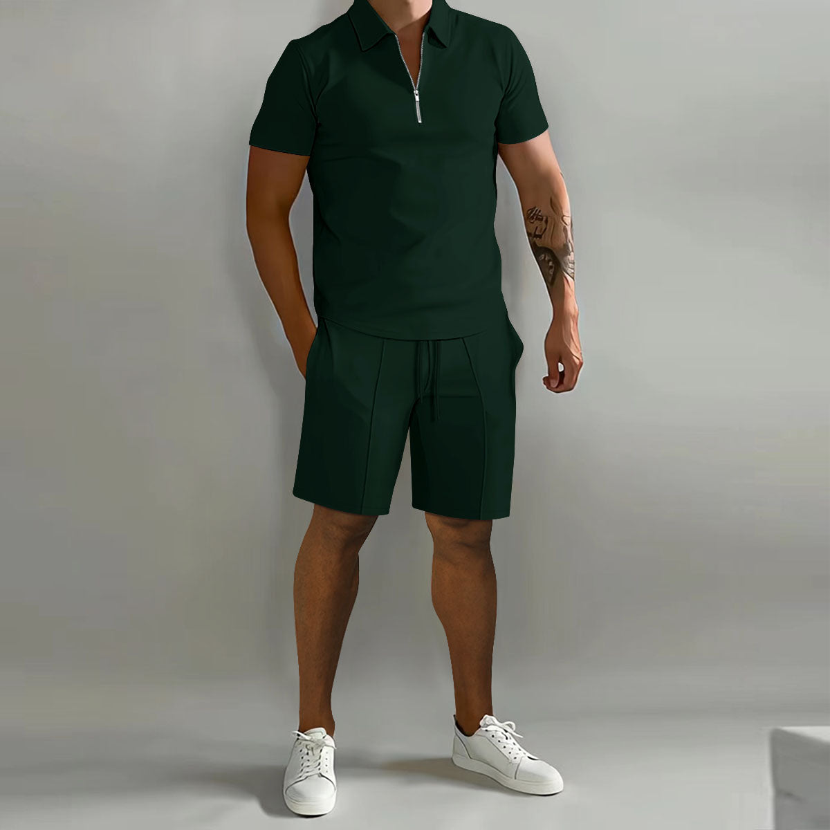 Herren-Sommerset mit Reißverschlusskragen