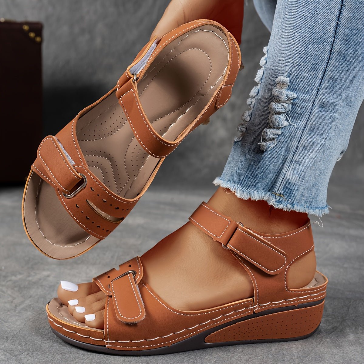 Damen-Komfortsandalen mit Keilabsatz
