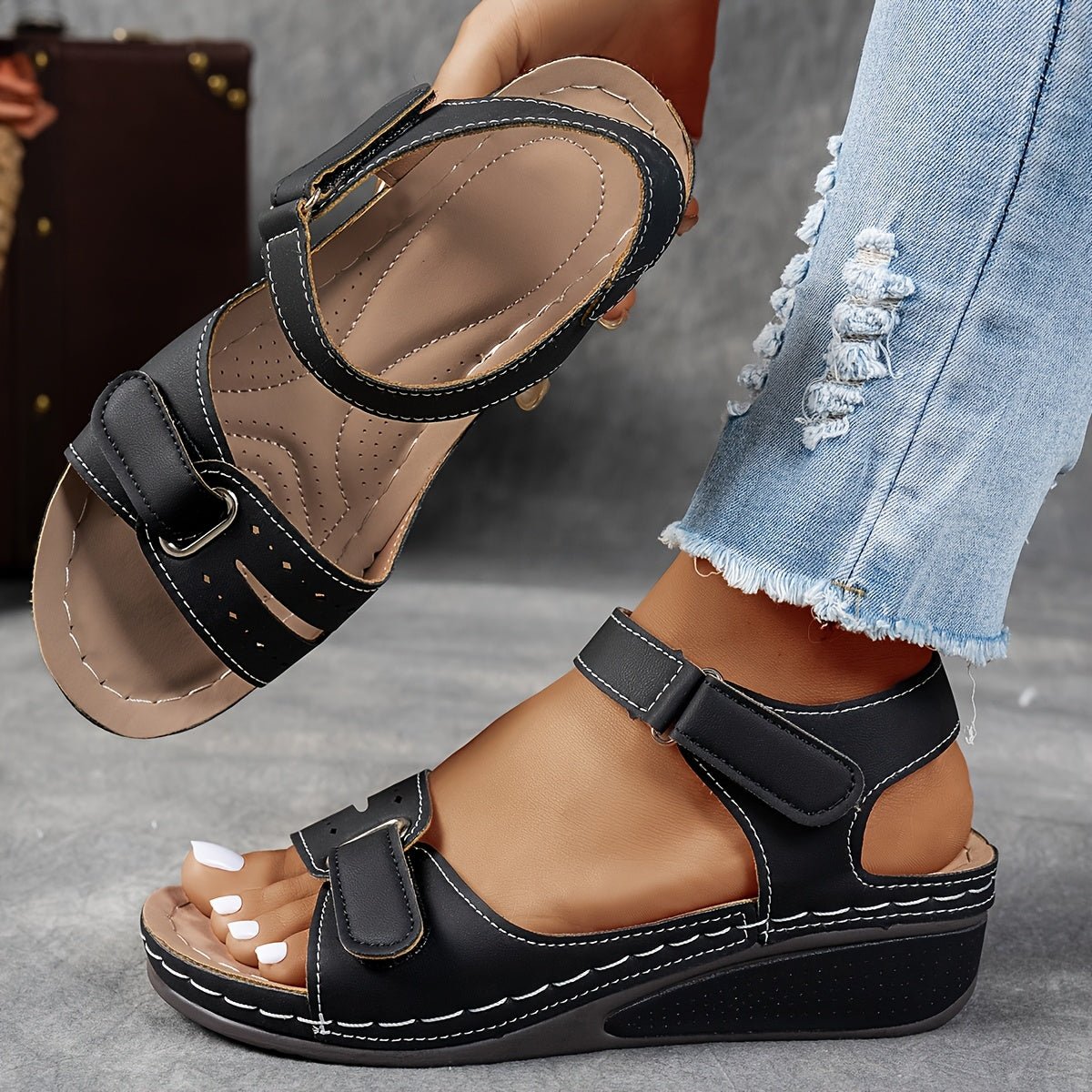 Damen-Komfortsandalen mit Keilabsatz