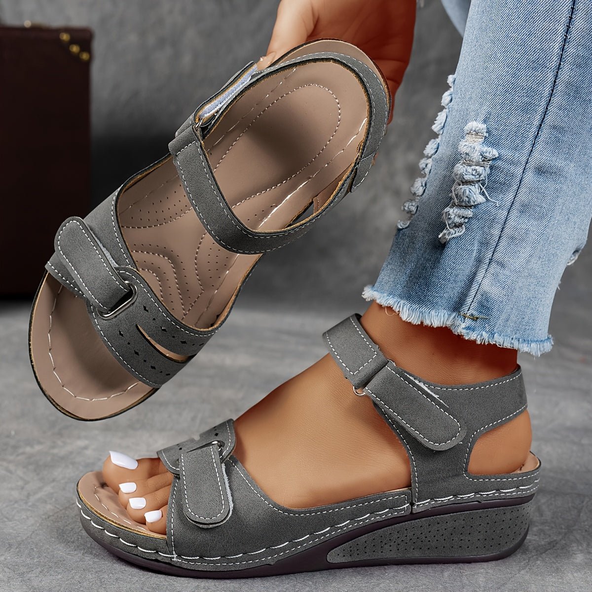 Damen-Komfortsandalen mit Keilabsatz