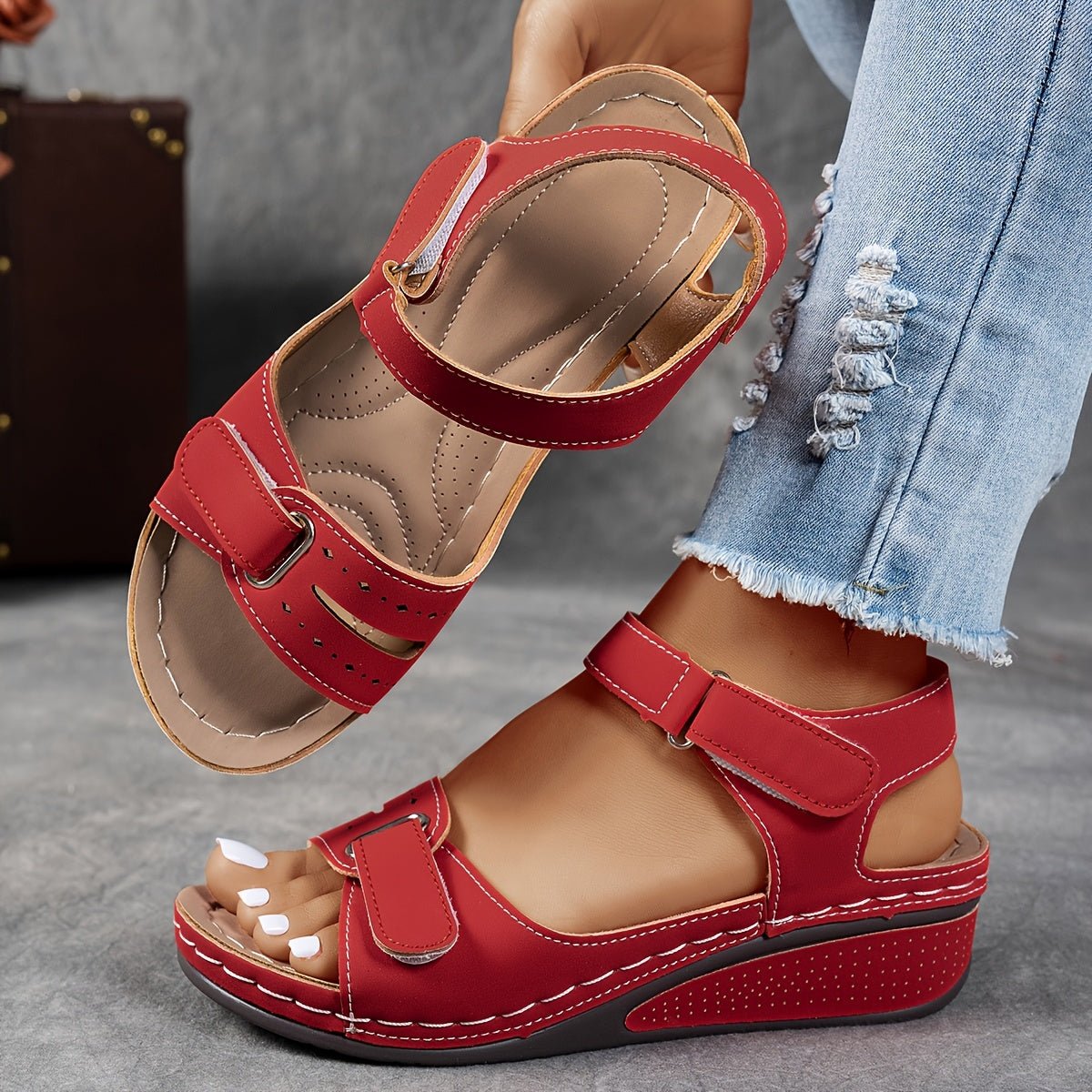 Damen-Komfortsandalen mit Keilabsatz