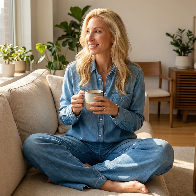 Pyjama-Zweiteiler in Blau
