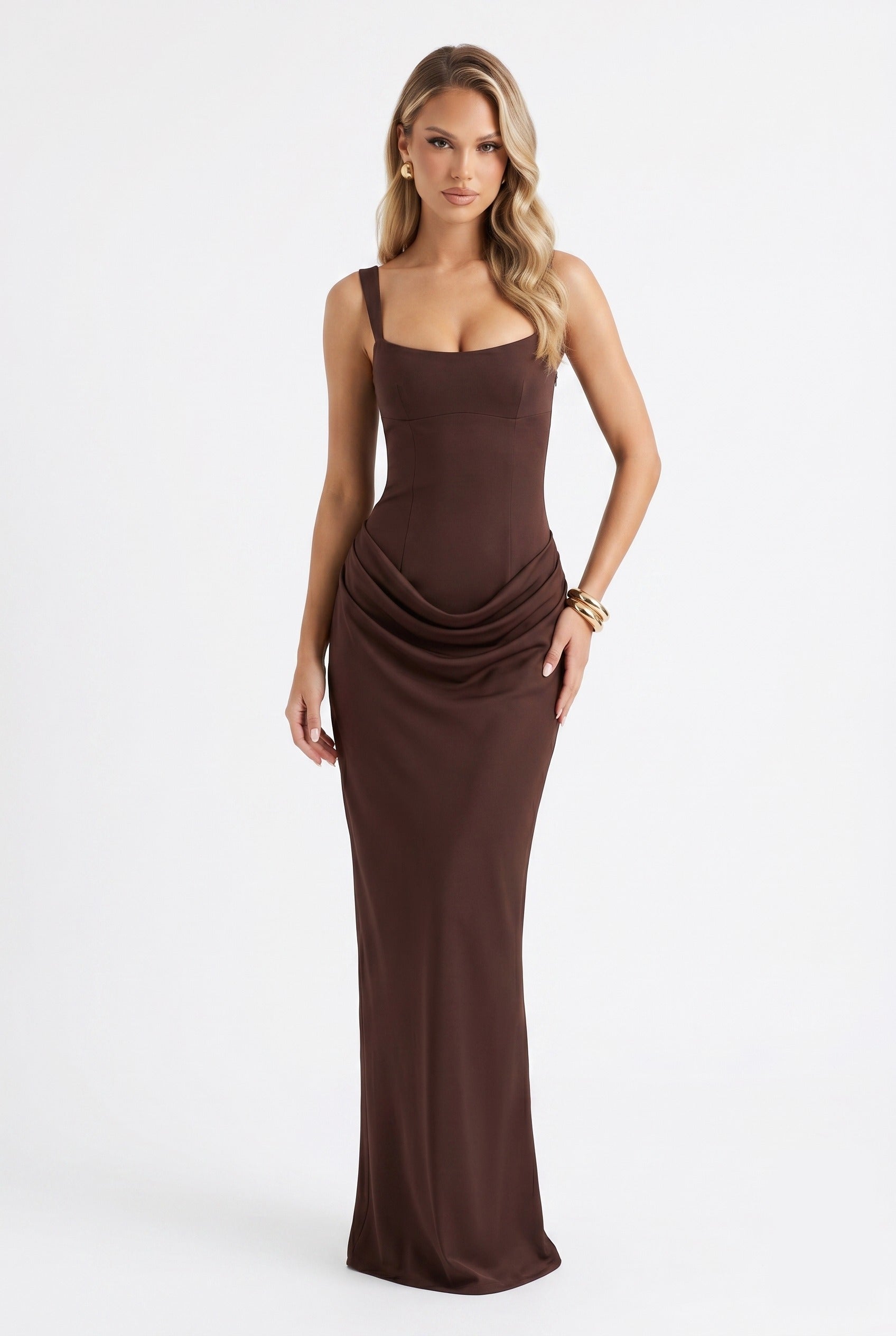 Damen-Maxikleid Mit Falten