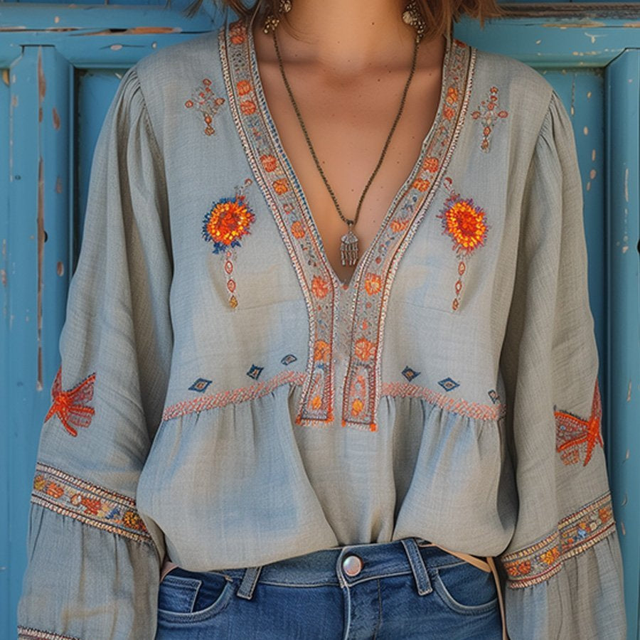 Amelia Bluse mit Stickerei