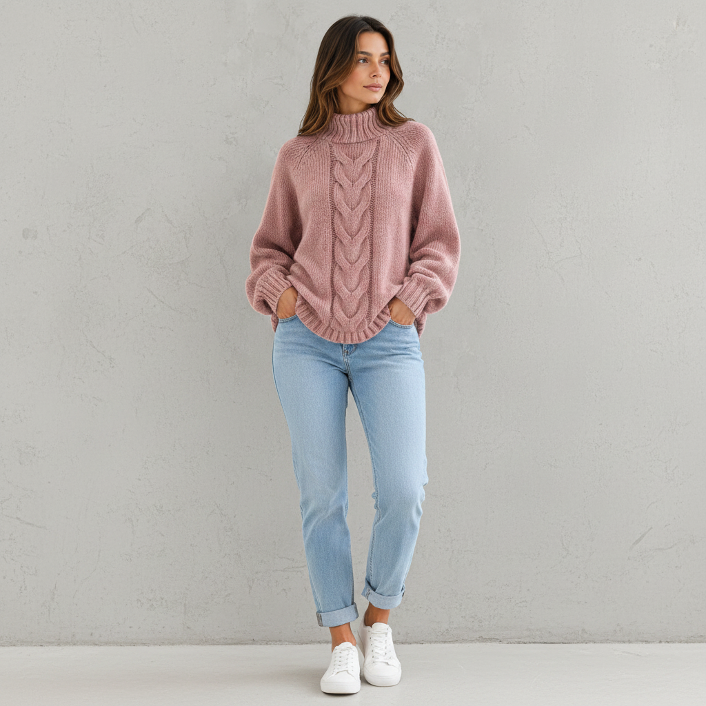 Rollkragenkleid mit lockerer Passform